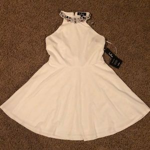 Lulus white high neck sleeveless halter dress